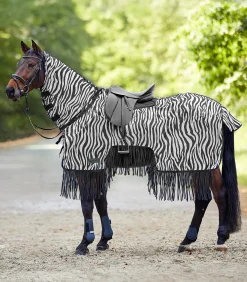 Waldhausen Zebra-Fliegenschutz|Fliegen- & Ekzemerdecken>Fliegen-Ausreitdecke  Zebra mit Fransen